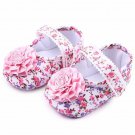NEW Baby Girl Pink Floral Mary Jane Flower Crib Shoes 0-6 6-9 9-12 Months