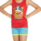 NWT Wonder Woman Girls Red Tank Top Blue Shorts Pajamas Set 6 7-8 10-12