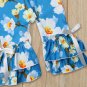 NEW Baby Girls Blue Floral Long Sleeve Ruffle Romper Jumpsuit
