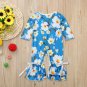NEW Baby Girls Blue Floral Long Sleeve Ruffle Romper Jumpsuit