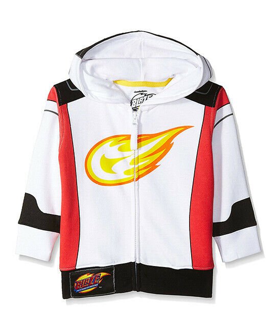 NWT Nickelodeon Blaze AJ Boys White Hooded Sweater Hoodie Jacket 2T 3T 4T 5T