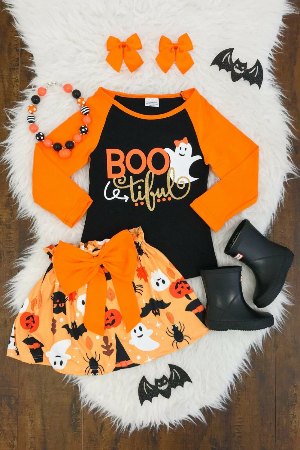 NEW Boutique Miss Bootiful Ghost Shirt  Skirt Girls Outfit Set