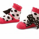 NWT Mud Pie Polka Dot Black White Pink Bow Baby Girls Zoey Socks 0-12 Months