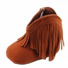 NEW Brown Faux Suede Fringe Cowboy Boots Baby Crib Shoes 0-6 6-12 12-18 M