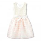 NWT The Childrens Place Girls Sleeveless Metallic Pink Striped Dress