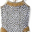 NWT Wippette Baby Girls Leopard Animal Print Gold Ruffle Swimsuit 18 24 Months