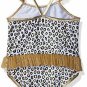 NWT Wippette Baby Girls Leopard Animal Print Gold Ruffle Swimsuit 18 24 Months