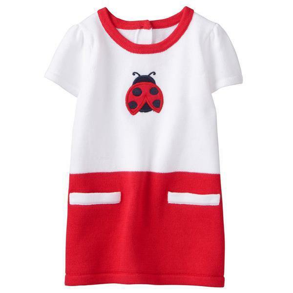 NWT Gymboree Spring Forward Ladybug Baby Girls Short Sleeve Sweater Dress 0-3 M