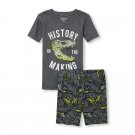 NWT The Childrens Place Dinosaur Skeleton Boys Short Sleeve Pajamas Set