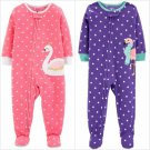 NWT Carters Swan Flamingo Toddler Girls Gray Footed Fleece Pajamas Sleeper