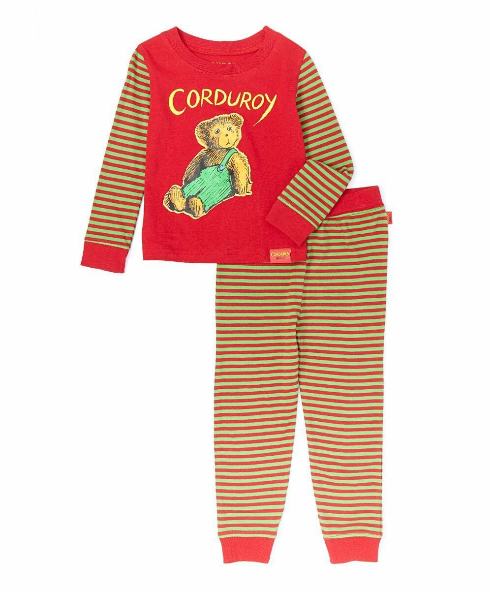 NWT Corduroy the Bear Red Long Sleeve Cotton Pajamas Set 2T 3T 4T 5T
