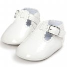 NEW Baby Girl White Faux Leather Mary Jane Crib Shoes 0-6 6-12 12-18 M