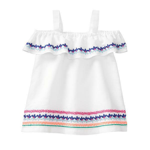NWT Gymboree True Blue Summer Baby Girls White Embroidered Ruffle Linen Dress