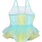 NWT Candlesticks Toddler Girls Neon Green Blue Skirted Tutu Swimsuit 18 24 M 2T