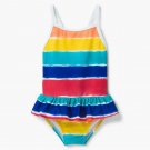 NWT Gymboree Rainbow Striped Girls Ruffle Swimsuit Bathing Suit
