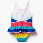 NWT Gymboree Rainbow Striped Girls Ruffle Swimsuit Bathing Suit