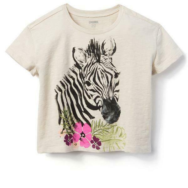 NWT Gymboree Camp Must-Haves Zebra Cropped Short Sleeve Shirt 7-8 10-12 14
