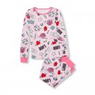 NWT The Childrens Place Tiger Tatoo Icons Girls Pink Long Sleeve Pajamas Set