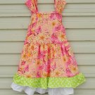 NWT Boutique Floral Coral Pink Sleeveless Girls Ruffle Dress