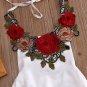 NWT Baby Girls 3D Flower White Sleeveless Ruffle Romper Sunsuit Jumpsuit