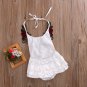NWT Baby Girls 3D Flower White Sleeveless Ruffle Romper Sunsuit Jumpsuit