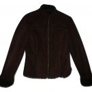 Calvin Klein Womens Brown Faux Suede Fur Lined Jacket Coat Size L 6