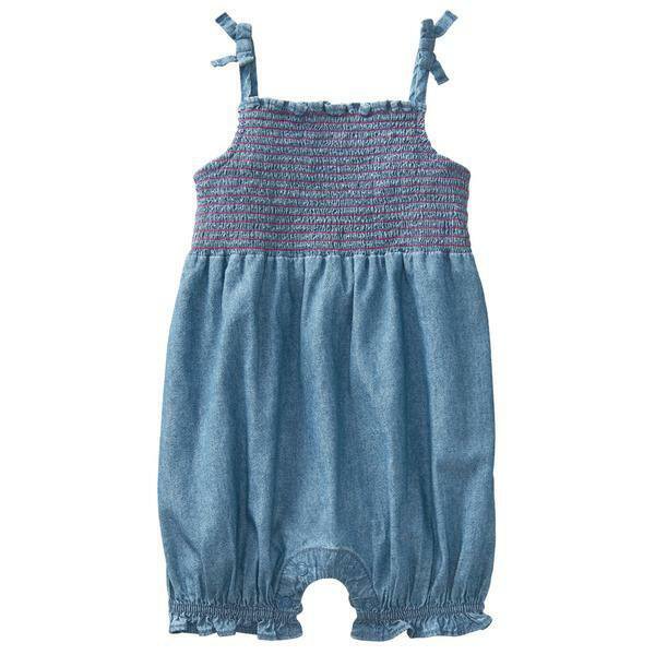NWT Gymboree True Blue Summer Baby Girls Smocked Chambray Romper Sunsuit