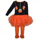 NWT Blueberi Blvd Girls Pumpkin Tutu Dress Ruffle Leggings Halloween Outfit 5 6