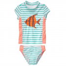 NWT Gymboree Girls Striped Fish Rashguard Swimsuit  Set 5-6 7-8 10-12