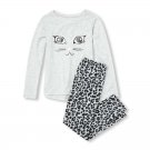 NWT The Childrens Place Girls Cat Leopard Print Long Sleeve Pajamas Set