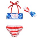 NWT Girls Patriotic 4th of July Bikini Swimsuit Bathing Suit & Bow Headband Set