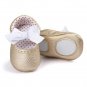NEW Baby Girl Gold White Bow Leather Mary Jane Crib Shoes 0-6 6-12 12-18 Months