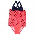 NWT Gymboree Spring Vacation Girls Neon Pink Polka Dot Swimsuit Bathing Suit