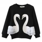 NEW Swan Long Sleeve Girls Black Ruffle Shirt 2T 3T 4T 5T