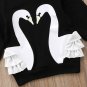 NEW Swan Long Sleeve Girls Black Ruffle Shirt 2T 3T 4T 5T