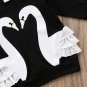 NEW Swan Long Sleeve Girls Black Ruffle Shirt 2T 3T 4T 5T