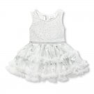 NWT The Childrens Place Baby Girls Silver Metallic Foil Butterfly Tutu Dress