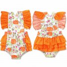NWT Pumpkin Baby Girls Sleeveless Ruffle Halloween Romper Jumpsuit Sunsuit