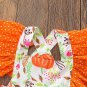 NWT Pumpkin Baby Girls Sleeveless Ruffle Halloween Romper Jumpsuit Sunsuit
