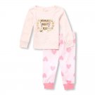 NWT The Children's Place Worlds Best Kid Girls Pink Long Sleeve PInk Pajamas