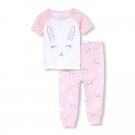 NWT The Children's Place Easter Bunny Rabbit Girls Short Sleeve Pink Pajamas Set