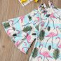 NWT Flamingo Girls Ruffle Sleeve Cold Shoulder Dress & Headband 18 M 2T 3T 4T 5T