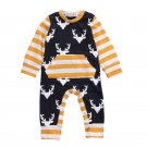 NWT Baby Boys Reindeer Christmas Holiday Blue Romper Sleeper Jumpsuit