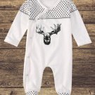 NWT Baby Boy Moose Elk Christmas Holiday Romper Sleeper Jumpsuit