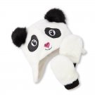 NWT The Childrens Place Girl Faux Fur Panda Hat & Mittens Set