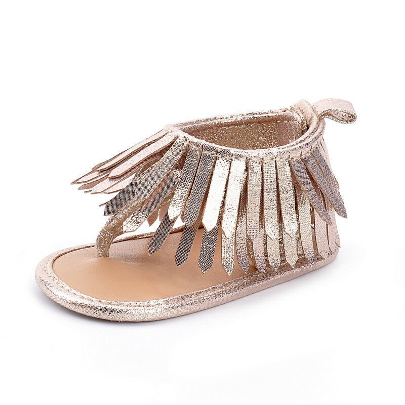 NEW Baby Girl Gold Fringe Sandals Crib Shoes 1 2 3