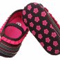 NEW Baby Girl Brown Pink Ruffle Flower Mary Jane Crib Shoes 0-6 6-12 12-18 M
