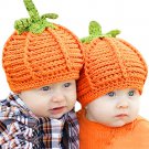 NEW Pumpkin Handmade Knitted Orange Baby Boys Girls Hat 0-6 Months