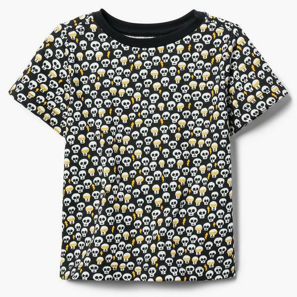 NWT Gymboree Fall Fest Skulls Boys Black Short Sleeve Halloween Shirt 2T 3T