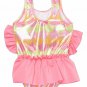 NWT Candlesticks Toddler Girls Green Pink Fish Skirted Tutu Swimsuit 18 24 M 2T